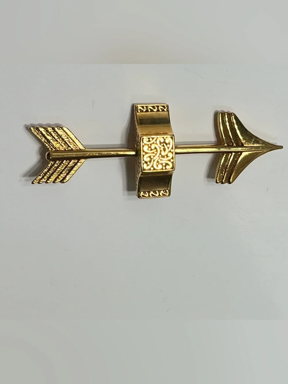 Signed AWR Designer Gold-tone Arrow Tie Bar/Pin